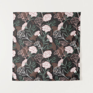 Tapiz Delicados claveles rosados con flores de hojas ver