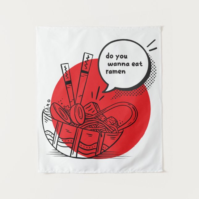 Tapiz Delicioso Ramen Kawaii - Comida Japonesa Divertida (Anverso)