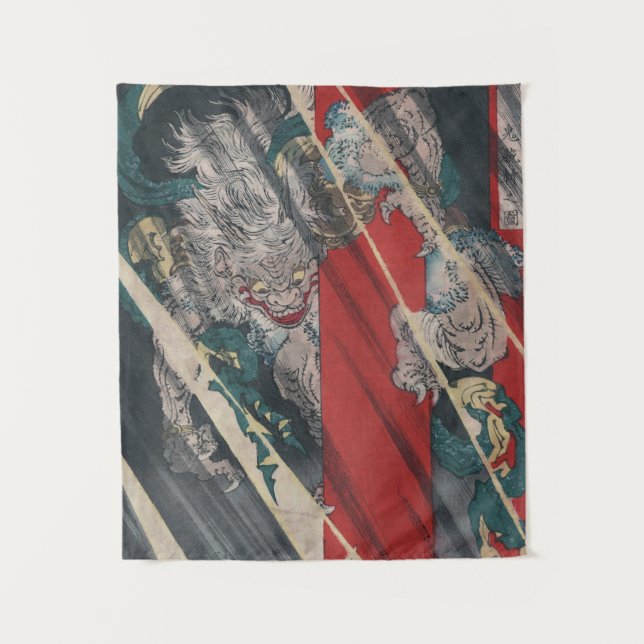 Tapiz Demonio de Ukiyo-e Yokai Ibaraki del japonés por (Anverso)