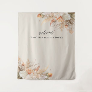 Tapiz desayuno y burbujeante ducha de novia hierba pampa