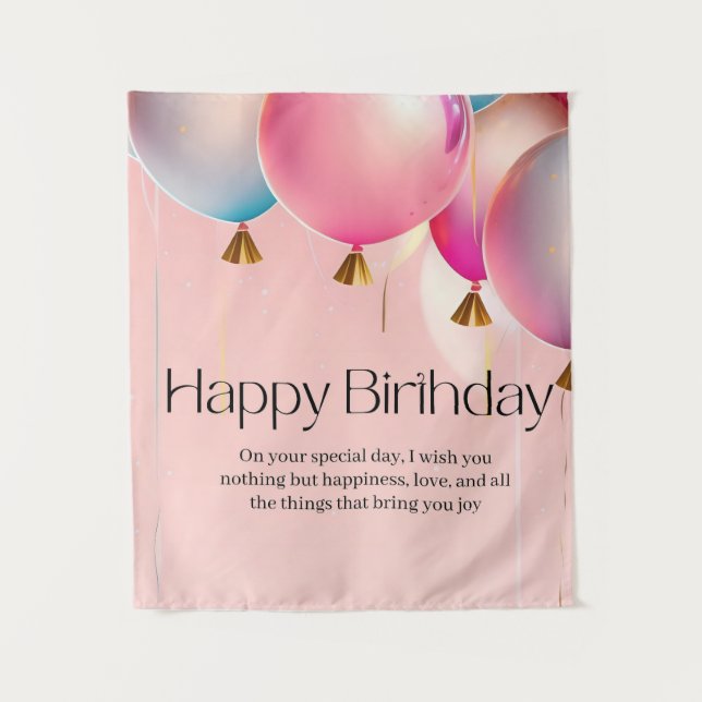 Tapiz Deseos de cumpleaños rosados (Anverso)