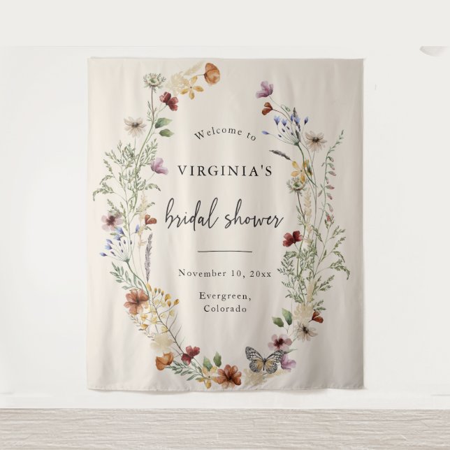 Tapiz Despedida de soltera boho flor silvestre (Anverso)