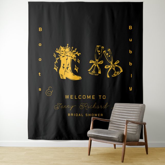 Tapiz Despedida de Soltera con Botas y Burbujas (In situ)