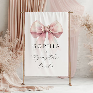 Tapiz Despedida de soltera con lazo rosa Ella se casa