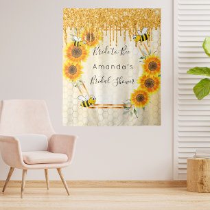 Tapiz Despedida de soltera novia abeja girasoles brillan