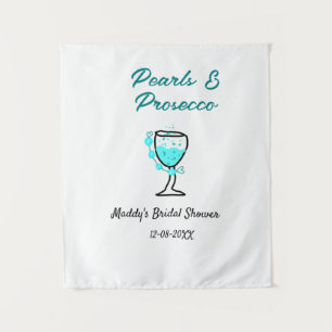 Tapiz Despedida de soltera perlas y prosecco azul negro