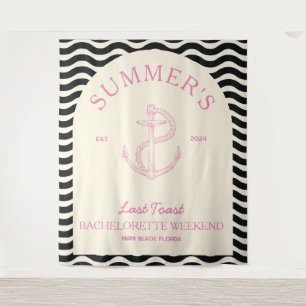 Tapiz Despedida de Soltera Tropical Rosa Retro Moderno C