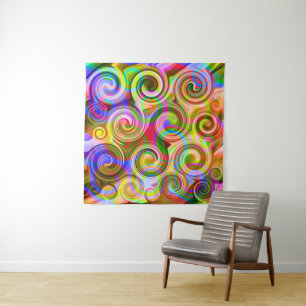 Tapiz Desplazar abstracto geométrico de Pastel