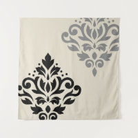 Desplazar el arte Damask I Crema gris negro