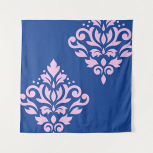 Tapiz Desplazar el arte de Damask I rosado en azul