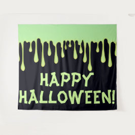 Tapiz Destellos Verdes que Gotean Fiesta de Halloween