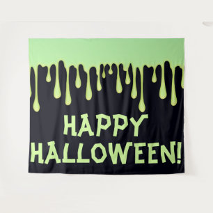Tapiz Destellos Verdes que Gotean Fiesta de Halloween