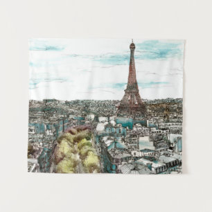 Tapiz Destinos   Vista de la Vieja Torre Eiffel en París
