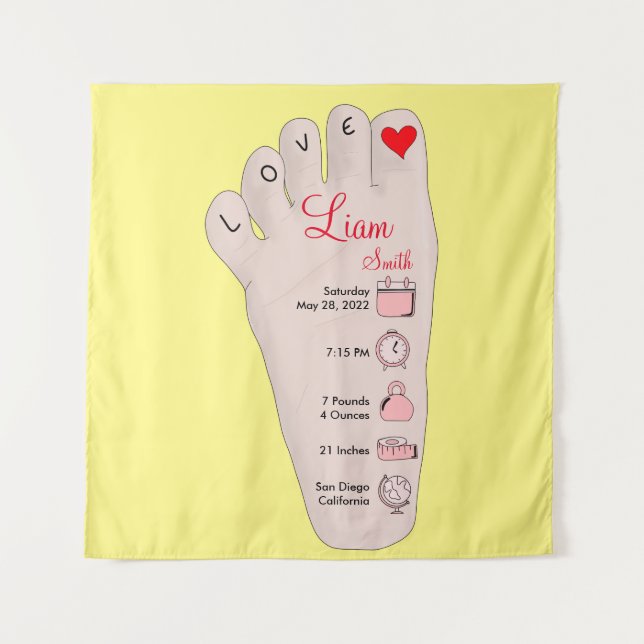 Tapiz Detalles de estadísticas de nacimiento de regalo d (Anverso)