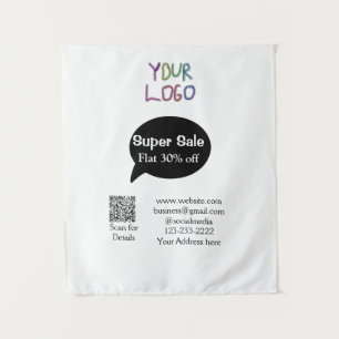 Tapiz detalles del código QR del análisis de descuento c