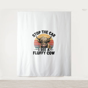 Tapiz Detén El Auto Que Veo Fluffy Funny Cow Retro Highl