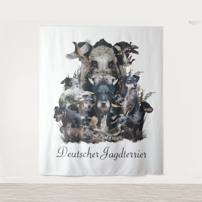 Tapiz Deutscher Jagdterrier Square Wall Clock Coffee Mu (Anverso)