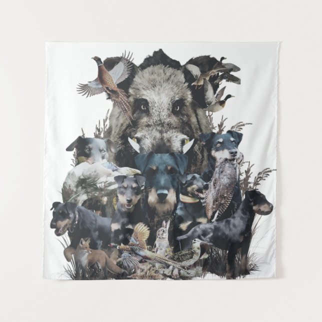 Tapiz Deutscher Jagdterrier Square Wall Clock Coffee Mu (Anverso)