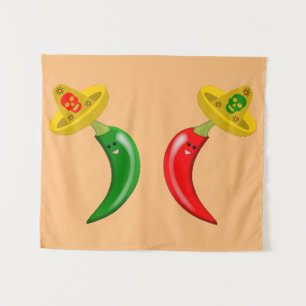 Tapiz Día de los Muertos Chilis Mexicanos