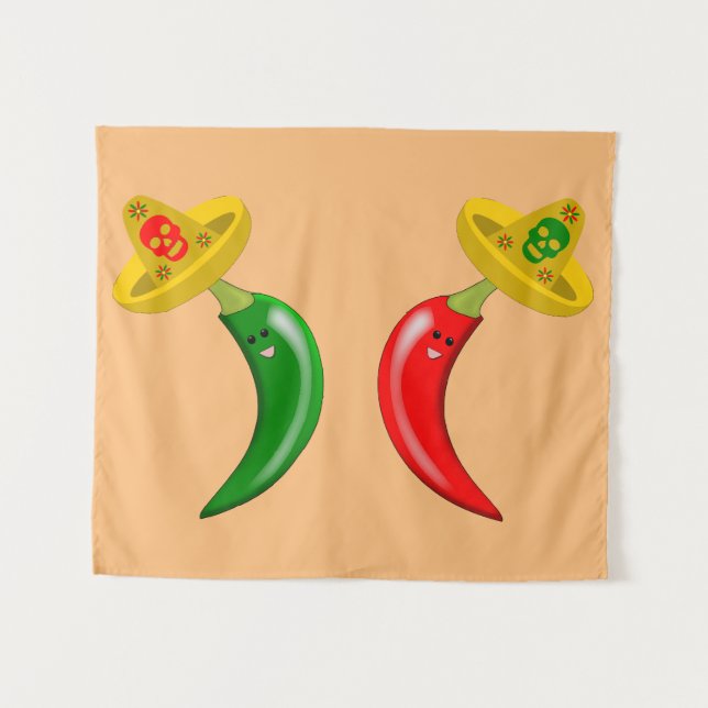 Tapiz Día de los Muertos Chilis Mexicanos (Anverso (horizontal))