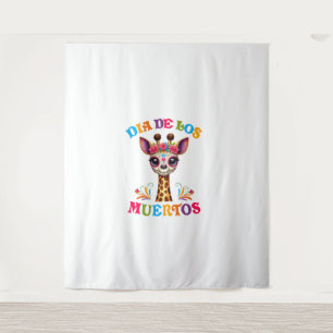 Tapiz Dia De Los Muertos Floral Skull Giraffe Zo Mexican