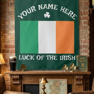 Tapiz Día de San Patricio Bandera de Irlanda Nombre Pers