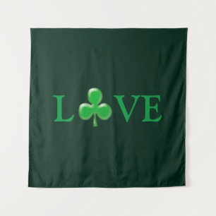 Tapiz Día de San Patricio trébol verde oscuro amor
