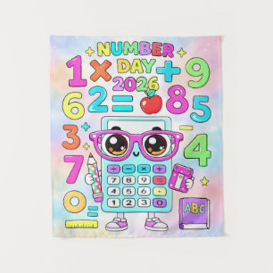 Tapiz Día del Número 2026 Diseño de Calculadora Matemáti