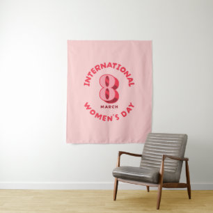 Tapiz Día Internacional de la Mujer Rosa 8 de marzo