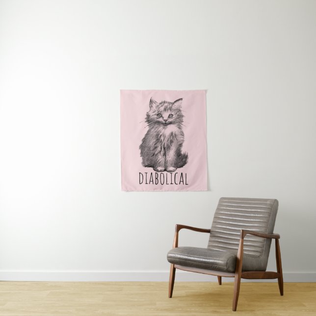 Tapiz Diabolical Cute Fluffy Kitten Light Pink (In situ)