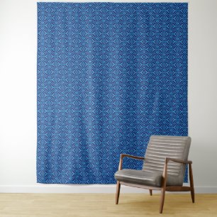 Tapiz Diamantes entrelazados: patrón geométrico azul osc