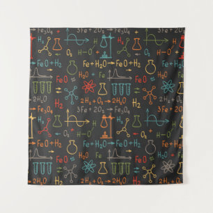 Tapiz Dibujar a mano la química sobre fondo negro. Vinta