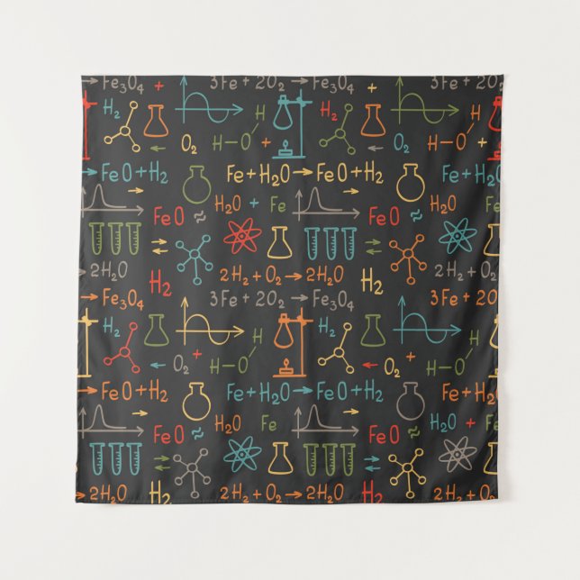 Tapiz Dibujar a mano la química sobre fondo negro. Vinta (Anverso)