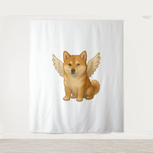 Tapiz Dibujo animado de perro feliz ángel Shiba Inu lind