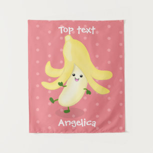 Tapiz Dibujo animado de plátano kawaii lindo