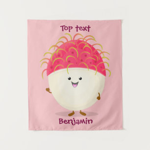 Tapiz Dibujo animado de rambután rosa lindo