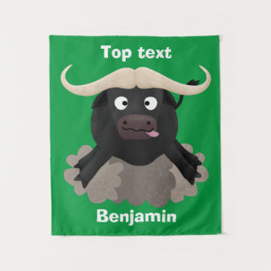 Tapiz Dibujo animado divertido de un búfalo de agua corr