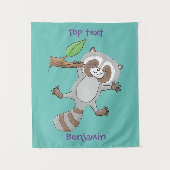 Tapiz Dibujo de ilustración de cartoon de un bebé mapach (Anverso)