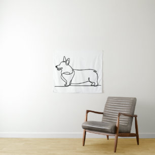 Tapiz Dibujo de línea de corgi