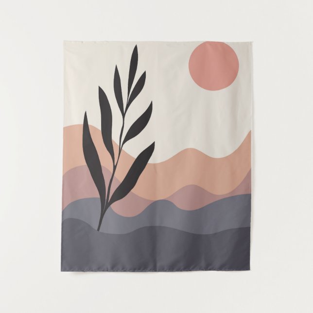 Tapiz Dibujo de líneas de follaje abstracto (Anverso)