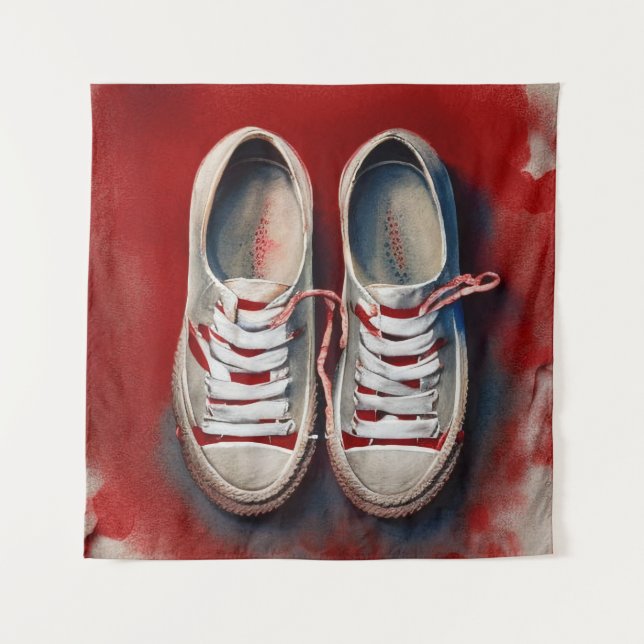 Tapiz Dibujo De Mano De Zapatos Graciosos (Anverso)