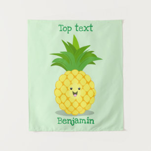 Tapiz Dibujo de piña linda en estilo cartoon