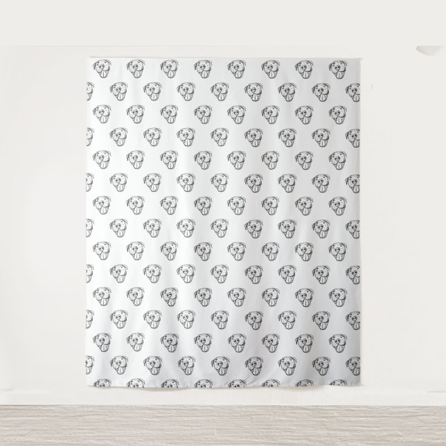Tapiz dibujo de pitbull simple amantes de perros blanco  (Anverso)