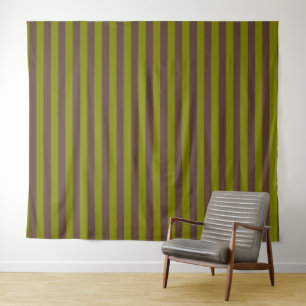 Tapiz Dibujo de rayas en marrón chocolate y verde oliva