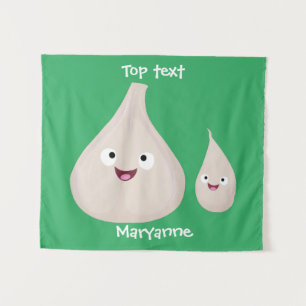 Tapiz Dibujo de vegetal de ajo lindo en estilo cartoon