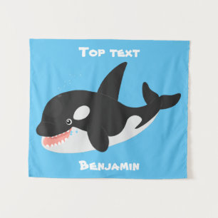 Tapiz Dibujo divertido de una orca asesina linda caricat