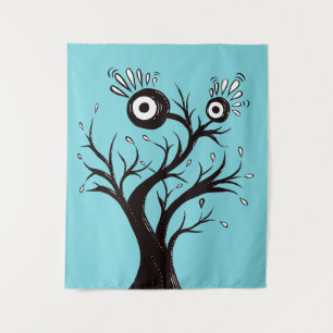 Tapiz Dibujo extraño de la tinta del monstruo del árbol