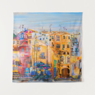 Tapiz Dibujo urbano, aceite, paisaje, ciudad, abstracto,