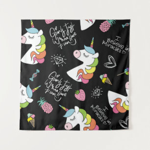 Tapiz Dibujos de unicornio, fresa, piña, helado