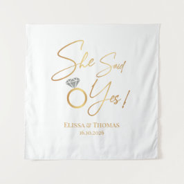 Tapiz Dijo ¡Sí! Comprometida boda Fondo banner